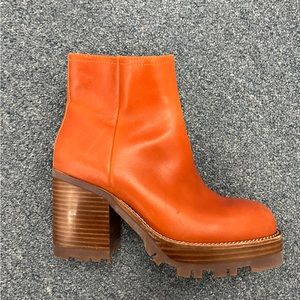 Jeffrey Campbell Orange Lug Sole Booties Size 6.5